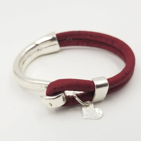Heart Charm Cork Bracelet