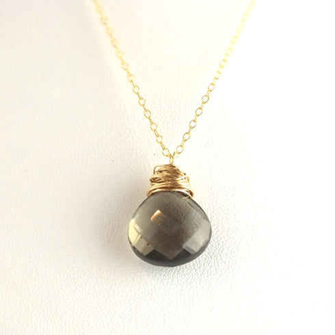 Gold Smoky Quartz Necklace