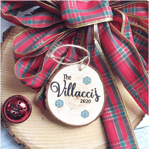 Personalized Family Name Wood Slice Ornament