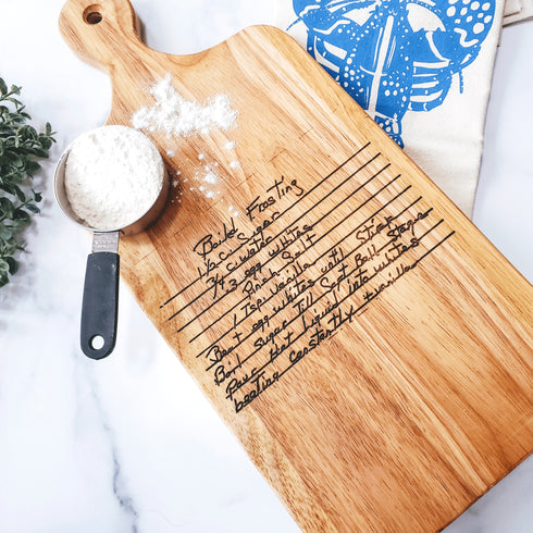 Custom Handwritten Recipe Charcuterie Wood Cutting Board