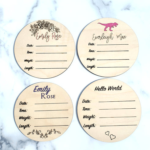 Personalized Flower Baby Newborn Announcement Circle Sign