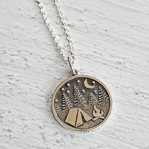 Camp Pendant Sterling Silver Necklace