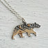 Bear and Mountains Pendant Sterling Silver Necklace