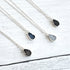 Petite Black Druzy Teardrop Sterling Silver Necklace