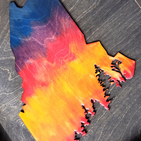 Maine Tree Sunset Wood Framed Sign- Large