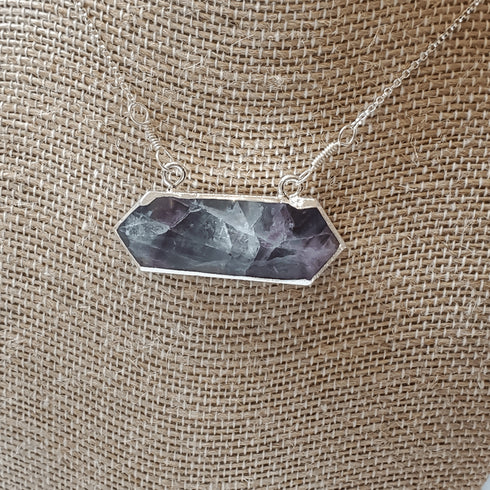 Fluorite Bar .925 Necklace