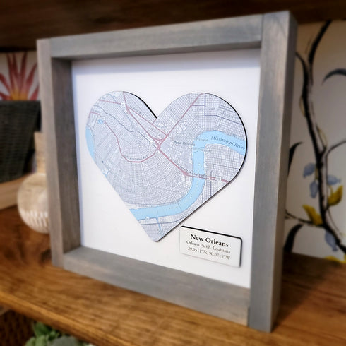 Custom Map Heart Sign, Any State or City! Personalized Map
