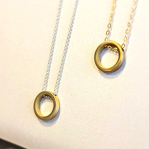Floating Circle Silver Necklace