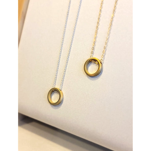 Floating Circle Silver Necklace