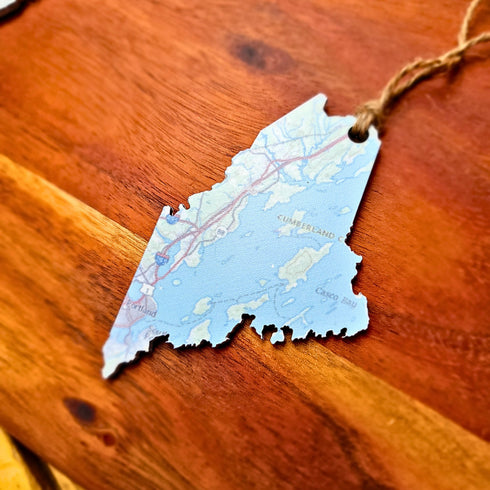Custom Maine Map Ornaments, Personalized Map Keepsake