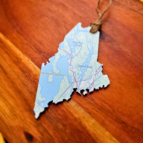 Custom Maine Map Ornaments, Personalized Map Keepsake