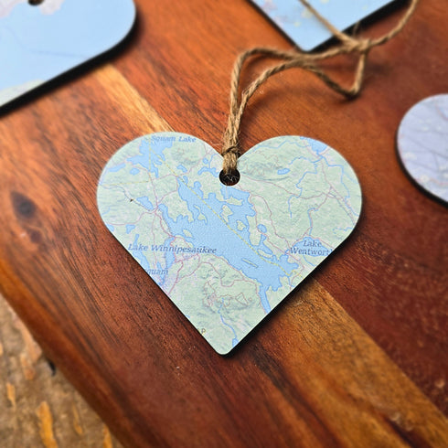 Custom Heart Map Ornaments, Personalized Map Keepsake