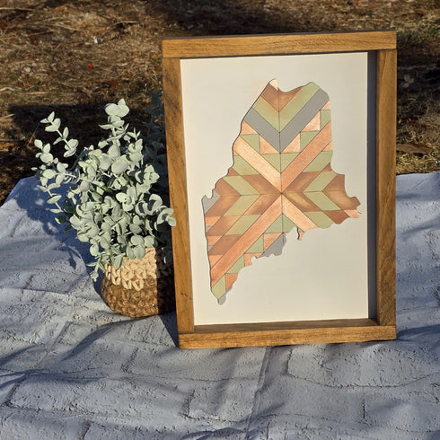 Maine Mosaic Sign | Maine 3D Sign | Maine Wood Sign