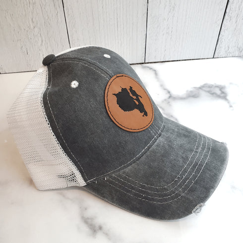 Sebago Lake Leather Patch Black Hat