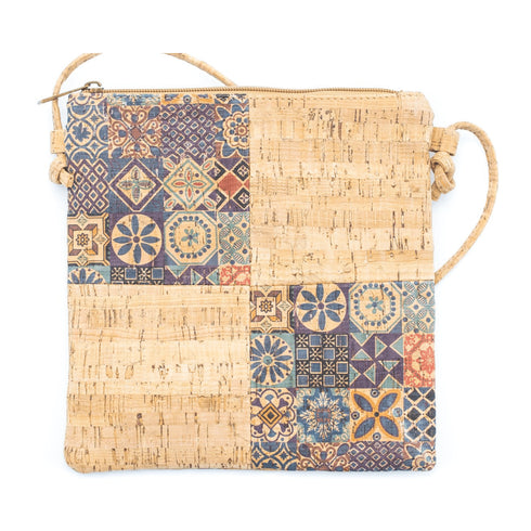 Navy Square Cork Crossbody Bag