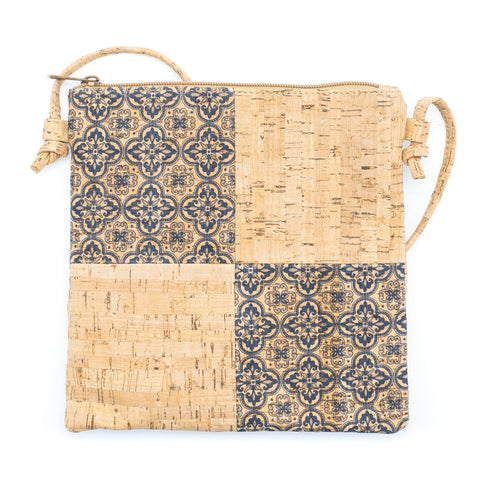 Navy Clover Cork Square Crossbody Bag