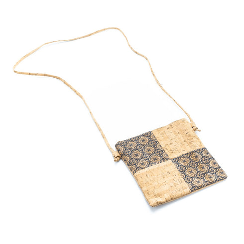 Navy Clover Cork Square Crossbody Bag