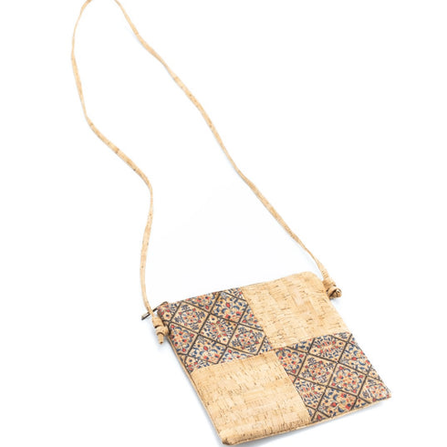 Red & Navy Square Cork Crossbody Bag