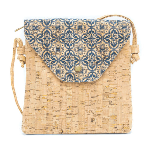 Navy Cork Flap Crossbody Bag
