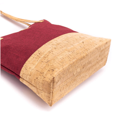 Wine & Tan Cork Tote