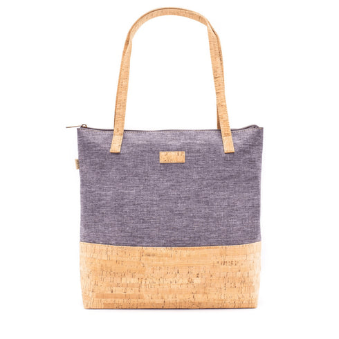 Charcoal & Tan Cork Tote