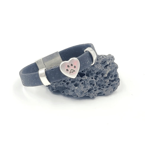 Paw Print Heart Cork Charm Magnetic Bracelet