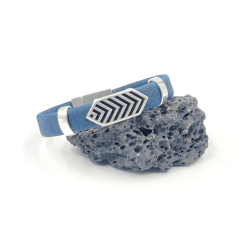 Flat Chevron Cork Charm Magnetic Bracelet