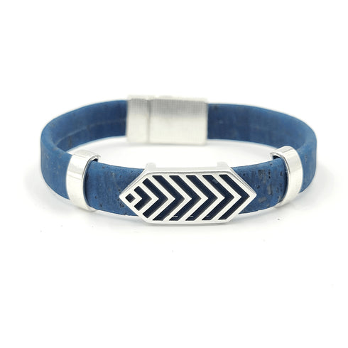 Flat Chevron Cork Charm Magnetic Bracelet