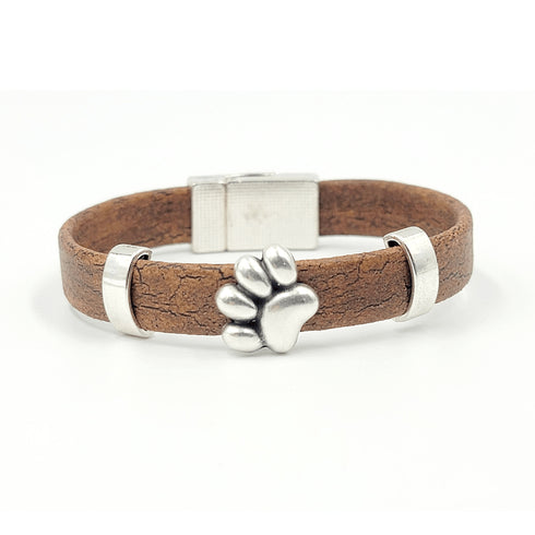 Paw Print Charm Cork Magnetic Bracelet
