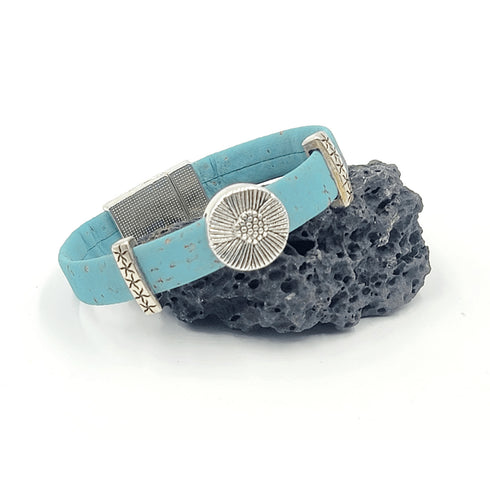 Circle Flower Charm Cork Magnetic Bracelet