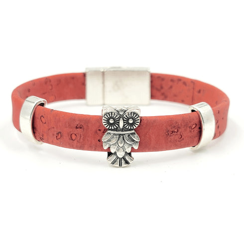 Owl Charm Cork Magnetic Bracelet