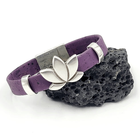 Lotus Charm Cork Magnetic Bracelet
