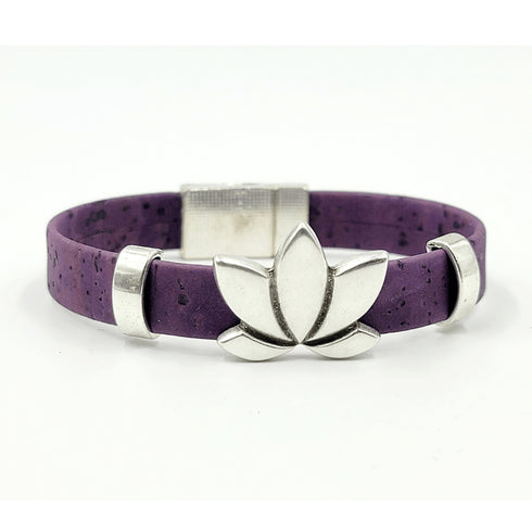 Lotus Charm Cork Magnetic Bracelet