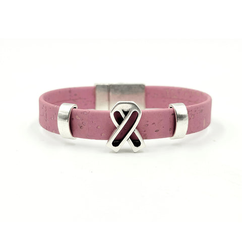 Awareness Ribbon Charm Cork Magnetic Bracelet