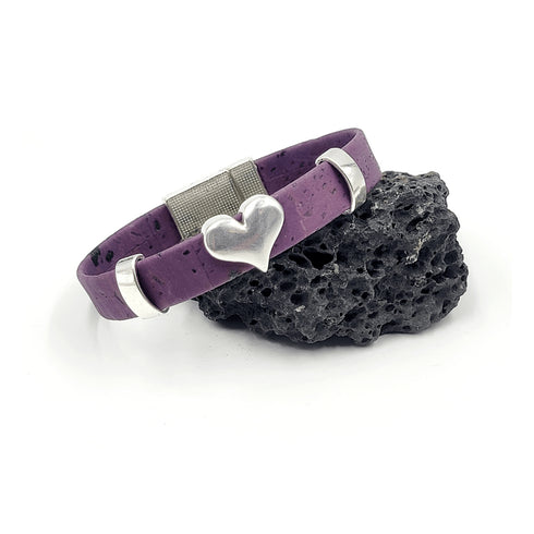 Heart Charm Cork Magnetic Bracelet