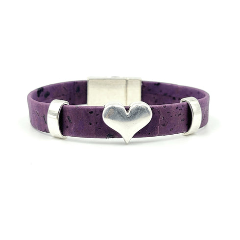 Heart Charm Cork Magnetic Bracelet