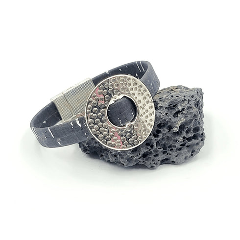Dimple Disc Charm Cork Magnetic Bracelet