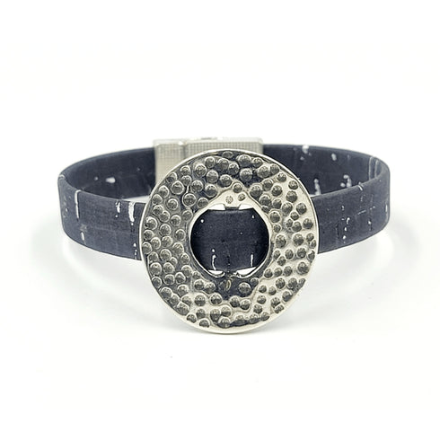 Dimple Disc Charm Cork Magnetic Bracelet