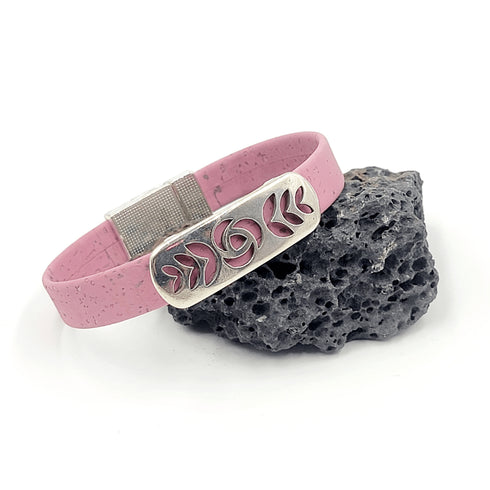 Rose Bar Charm Cork Magnetic Bracelet