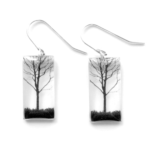 Small City Tree Earrings, Sterling Silver