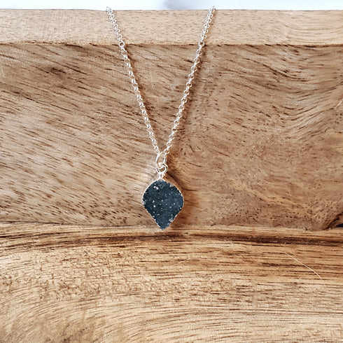 Teal Druzy Large Marquis .925 Necklace