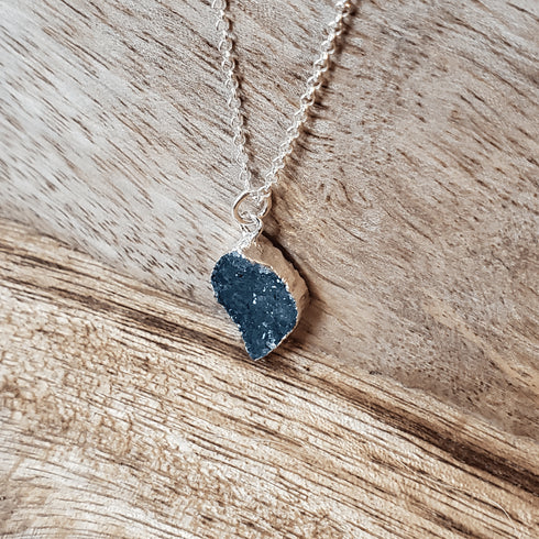 Teal Druzy Large Marquis .925 Necklace