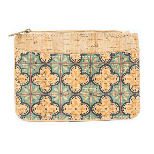 Teal Cork Skinny Coin Purse