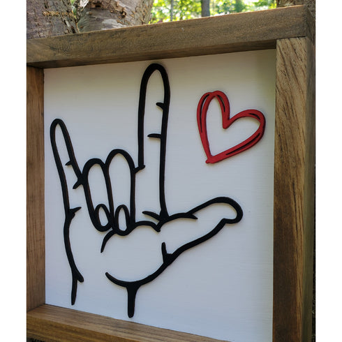 I Love You Sign Language 10x10 Wood Sign
