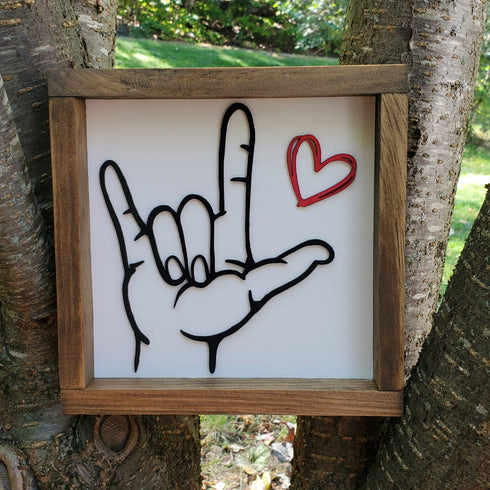 I Love You Sign Language 10x10 Wood Sign