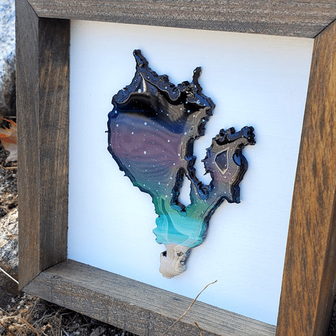 Mini Sebago Lake Aurora Wood Framed Sign-Brown