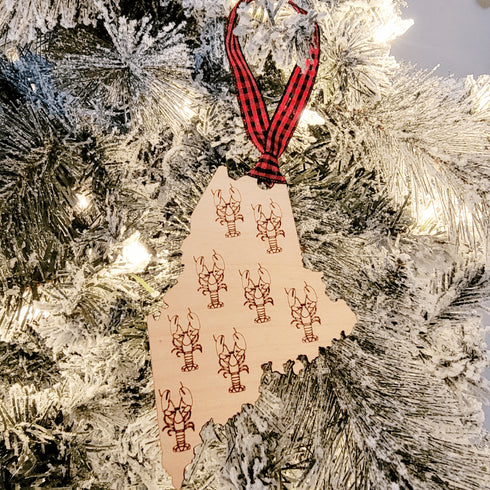 Maine Wood Ornament-Lobster