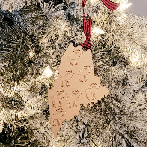 Maine Wood Ornament-Moose