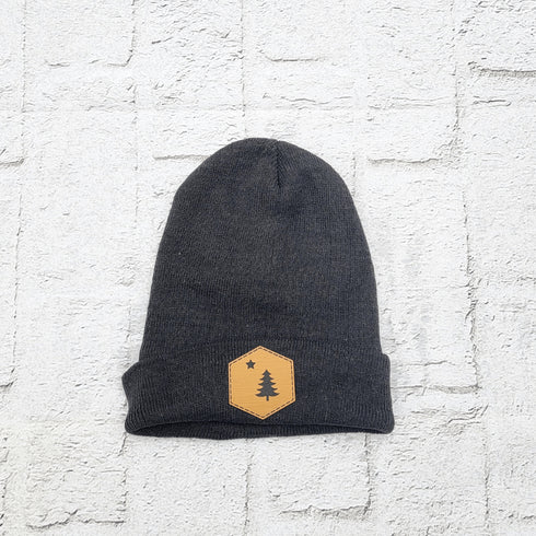 1901 Maine Flag Faux Leather Patch Winter Beanie