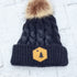 1901 Maine Flag Faux Leather Patch Winter Pom Hat